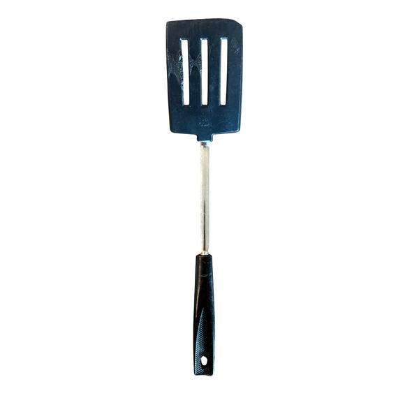 Vintage Ekco USA Slotted Spatula Turner Black Handle Stainless Steel 12" - Picture 1 of 7